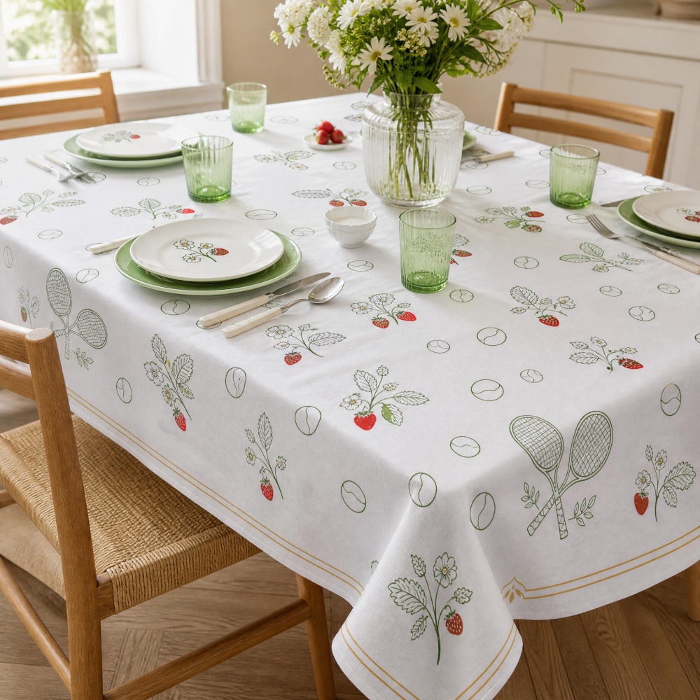 Table Tennis News Today - Nappe imprimée fraises et raquettes de